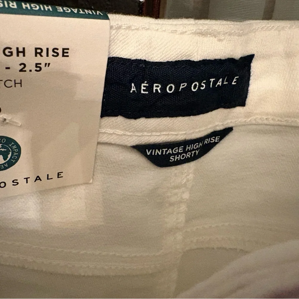 Aeropostale White Distressed High-Rise Jean Shorts